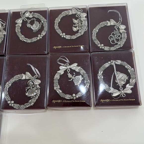 NIB Vintage Rare 12 Days of Christmas Peweter Ornaments - Picture 2 of 5